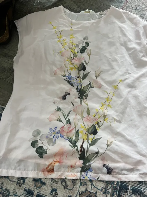 Ted baker White Floral Print Short Sleeve Top - Image 3