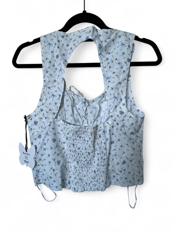 White Floral Coquette Sleeveless Tank Top - Image 5