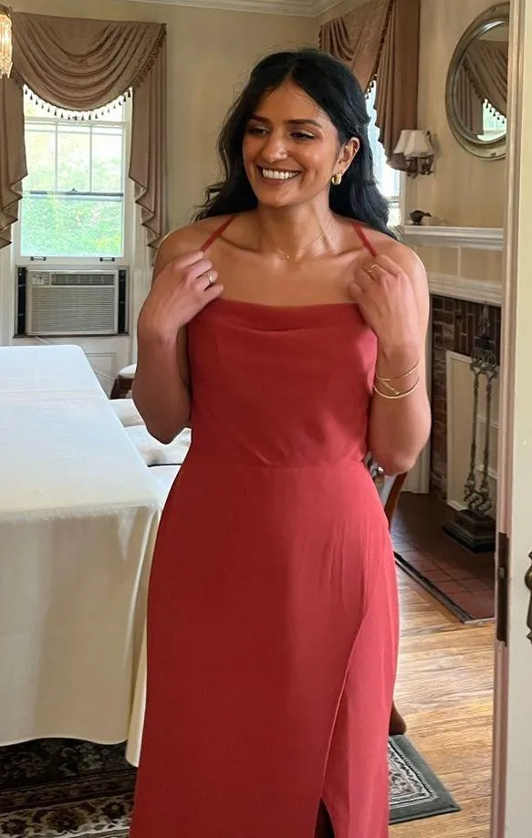 Azazie X KENDALL + KYLIE Cowl Scoop Chiffon Mermaid Dress Terracotta - Image 5