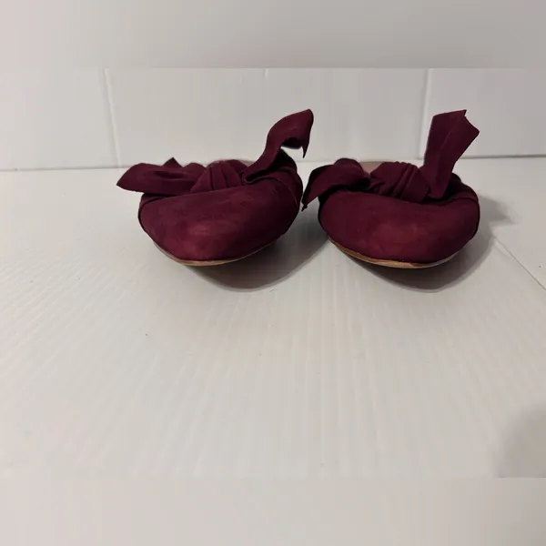 Madewell burgundy pointy toe bow slide mules shoes size 7.5 - Image 5