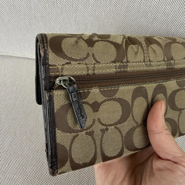 Coach Ashley Signature Jacquard Trifold‎ Wallet W/Checkbook Insert Y2K Vintage - Image 6