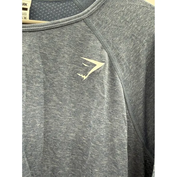 Gymshark Vital Seamless 2.0 Top Women XL Blue‎ Marl Long Sleeve Thumbholes - Image 2