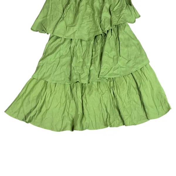 DO+BE One Shoulder Tiered Ruffle Mini Dress Lime Green Summer Boho Y18147 Size M - Image 3