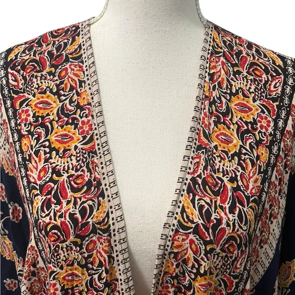 Angie Boho Paisley Open Front Dolman Sleeve Kimono Wrap Medium - Image 2