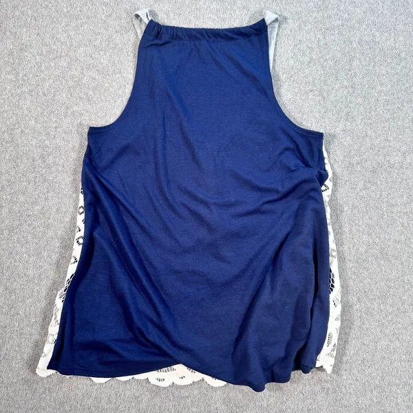 Altar'd State Lace Overlay Tank Top Women's Small Navy Blue/White Jersey Boho - Image 8