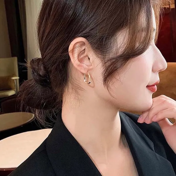 18K Gold Plated Geometric Square Hoop Earrings for Women - Image 4