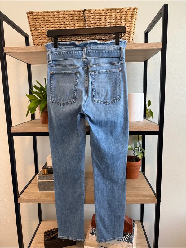 7 For All Mankind High-Rise Ankle Skinny Self Tie Raw Waistband Jeans, 27 - Image 4