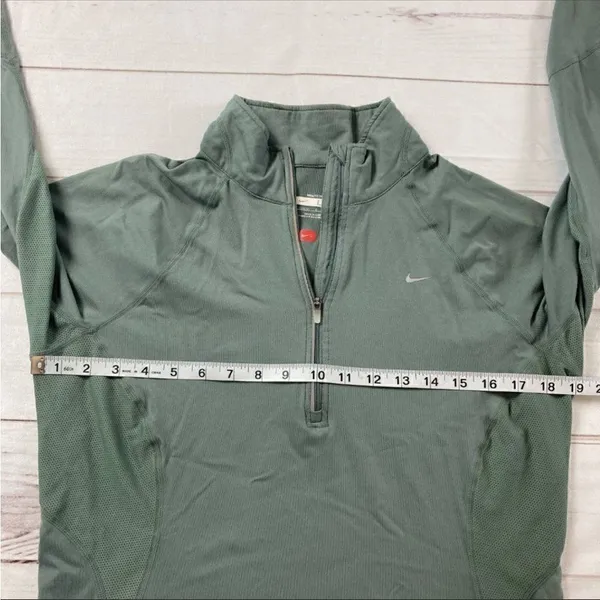 Nike Womens Green Fit Dry 1/4 Zip Long Sleeves Activewear PulloverSize L (12-14) - Image 6