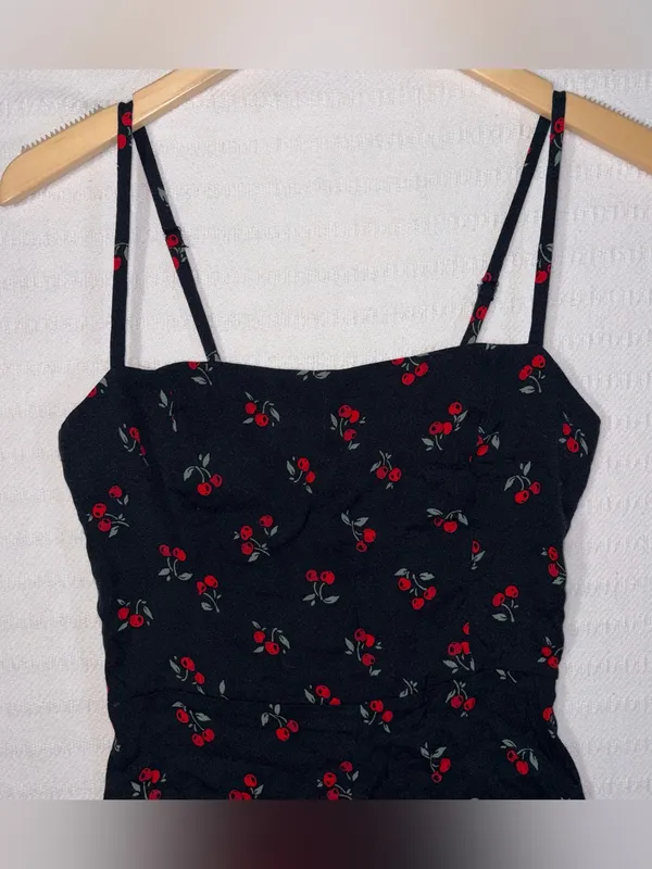Reformation Womens Cherry Print A Line Mini Sun Dress Size 10 - Image 4