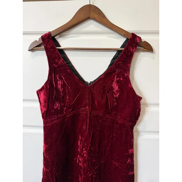 Vintage 90s TRIPP NYC Burgundy Velvet Mini Dress Medium Whimsigoth Goth - Image 3