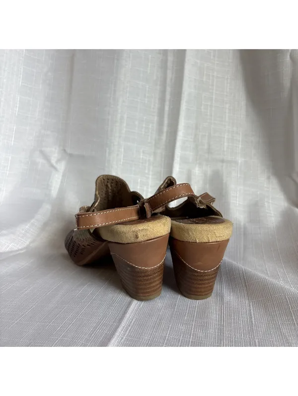 L'Artiste Spring Step Millie Leather Slingback Sandals EU 37 US 6.5 7 Brown Tan - Image 2