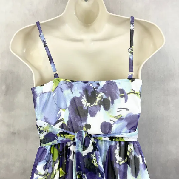 Y2K Floral Mini Dress Womens XS Empire Waist Watercolor HoCo Party Fairy Whimsy‎ - Image 6