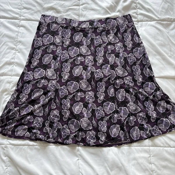 Vintage 90s Skirt Womens Large Black Purple Floral Stretch Feminine Dainty Fairy - Image 7