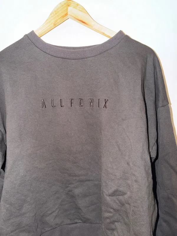 Allfenix Spell Out Womens Charcoal Crewneck Sweatshirt - Image 3