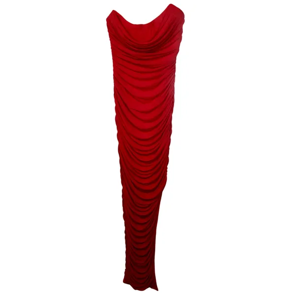 NWT Babyboo Demi Red Ruched High Slit Strapless Bodycon Maxi Dress Womens Size M - Image 10