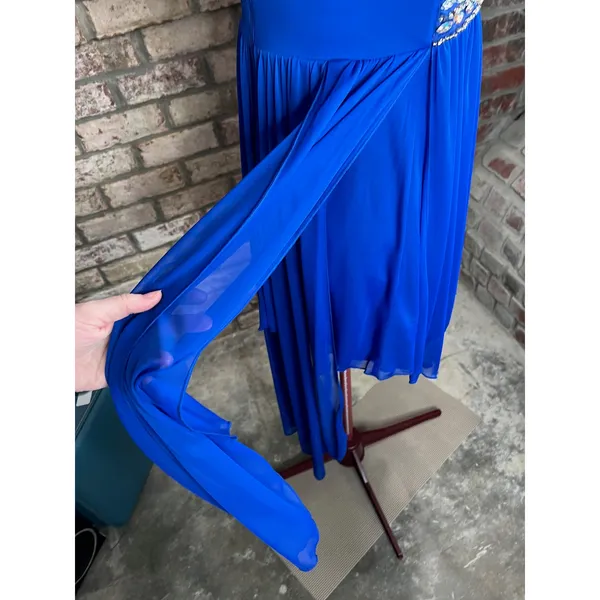 Sequin Hearts formal dress prom strapless jeweled waist sheer layers royal blue - Image 8
