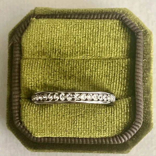 Cubic Zirconia Diamond Channel Set Band Ring White Gold Plated Band Size 14 - Image 2