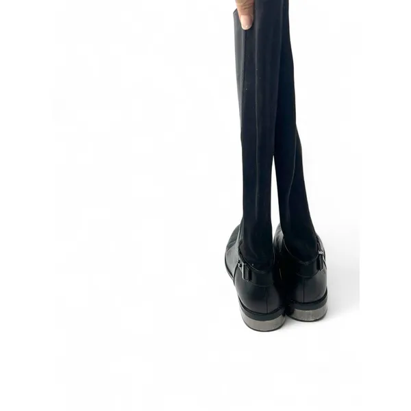 Cole Haan 8 Adler black leather and suede tall knee-high boots Riding Buckle - Image 9
