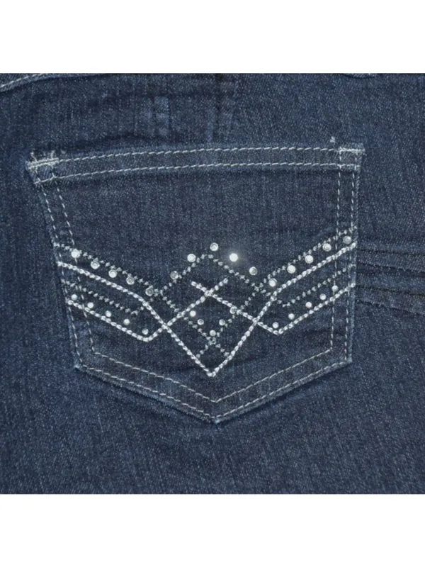 BE-GIRL Stretch Jeans Size 9/10 Dark Wash Boot Cut Embellished Pockets Butt Lift - Image 6