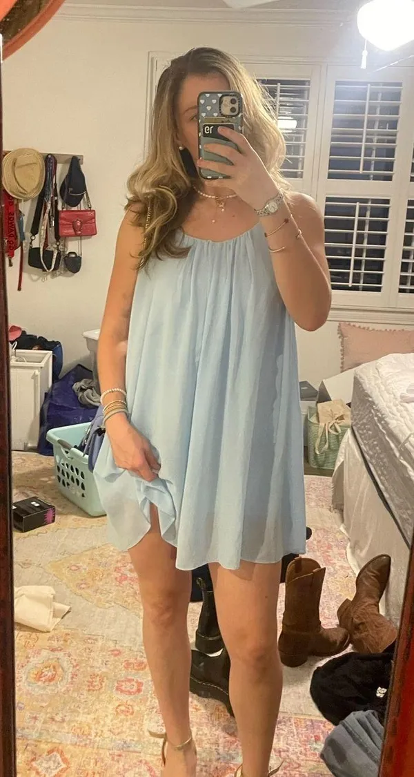 Free People Mini Blue Dress - Image 3