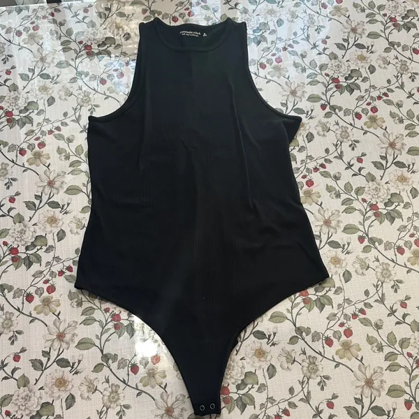 Abercrombie & Fitch Classic Black thong Bodysuit tank ribbed soft A&F collection - Image 2