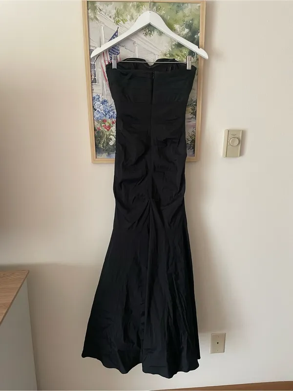 Xscape Ruched Black Elegant Strapless Mermaid Maxi Dress Gown Size US 4 - Image 7