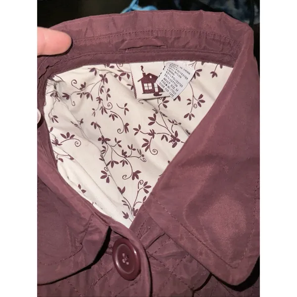 Women's Sz M Medium Quilted‎ Burgundy Jacket Homegrown Fisherman's Button - Image 9