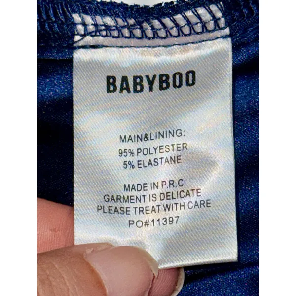 NWT Babyboo Shae Navy Blue Satin Corset Lace Up Back Maxi Dress Womens Size XS - Image 12
