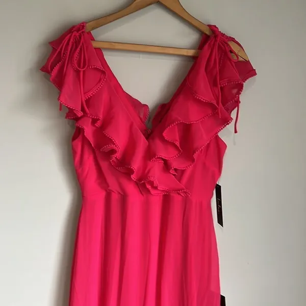 NEW Lulus Love From Above Pink Ruffled Surplice Maxi Dress - Image 5