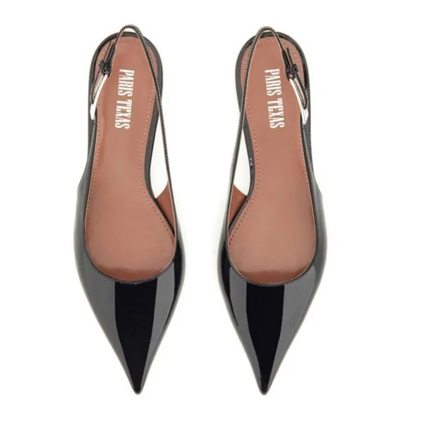 NEW NIB Paris Texas Jessica Western Slingback Flat 10 In Black Patent Leather - Image 2