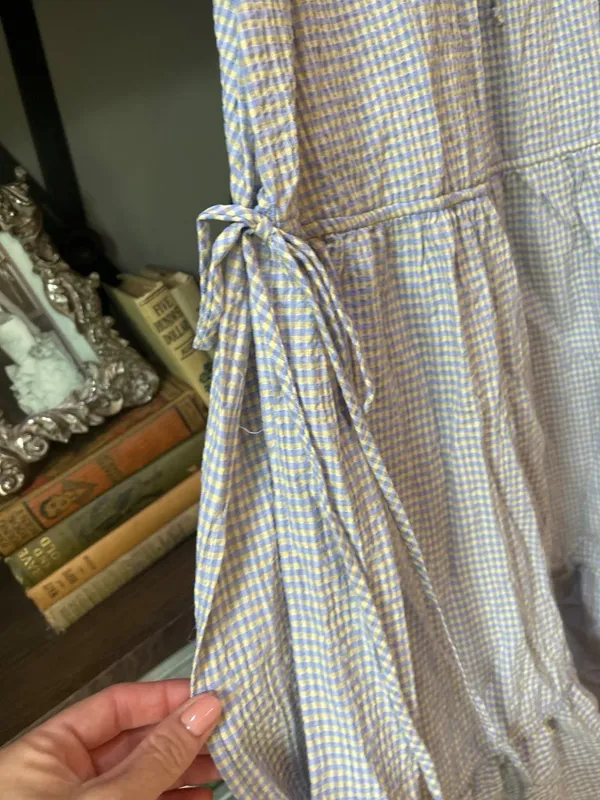 Rays for Days Kelle Cut Out Maxi Dress Coastal Cool Gingham Womens Size Medium - Image 7