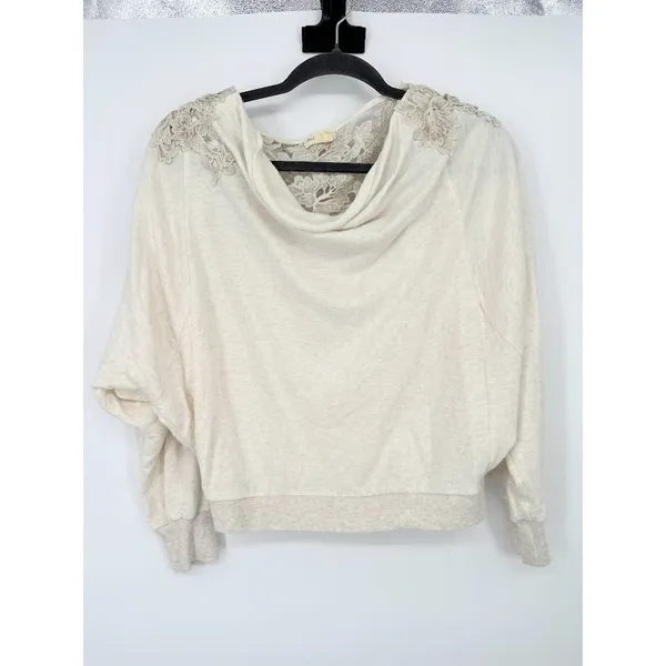 Anthropologie Meadow Rue Cream‎ Bria Embroidered Lace Back Pullover Top Small - Image 3
