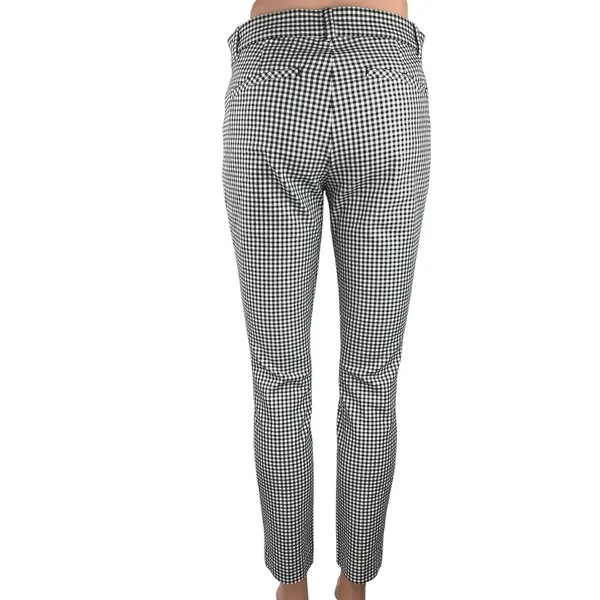 Gap Black White Gingham Checkered Plaid Stretch Skinny Ankle Casual Pants Size 2 - Image 3