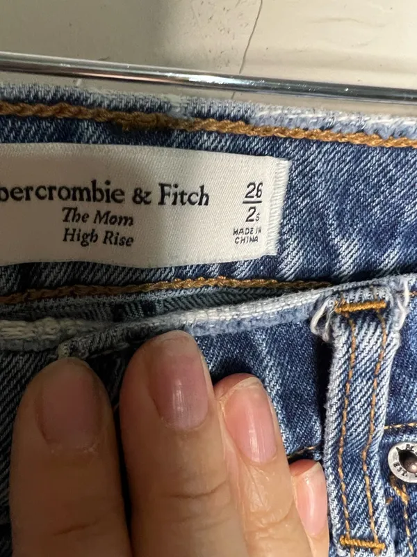 Abercrombie & Fitch The Mom High Rise Button Fly‎ Distressed Short Denim Jeans - Image 6