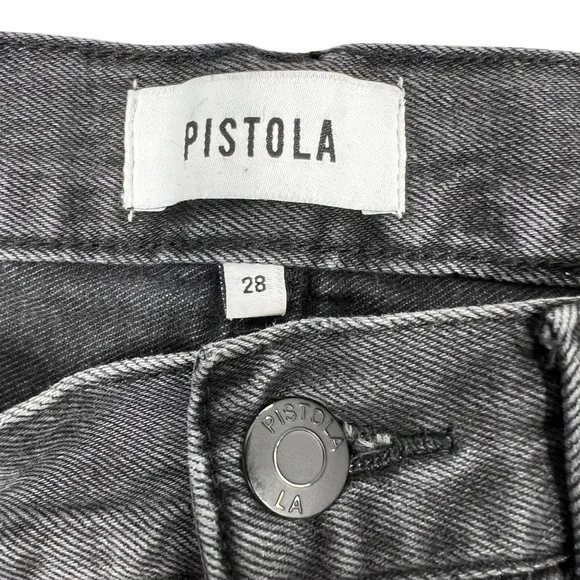 PISTOLA Alexa High Rise Flare‎ Jeans 28" Black Split Hem Goth Grunge Minimalist - Image 6