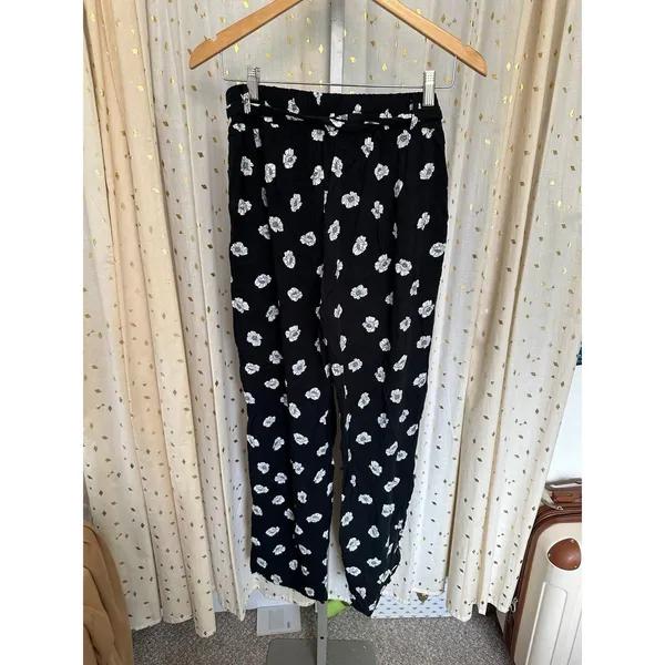 BeBop Juniors Hawaiian Floral Self Tie Sash Belt Wide Leg Pants L - Image 6