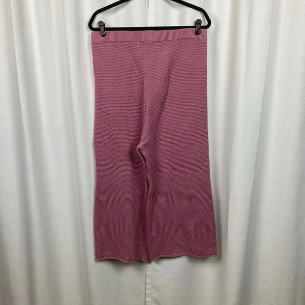 Free People Rose Pink Hailee Sweater Waffle Knit Wide Leg Cropped Pants Sz.L - Image 8
