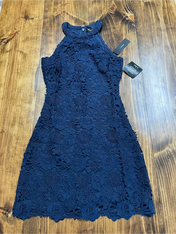 Lulus Love Poem Navy Blue Lace Mini Dress Size Small - Image 5