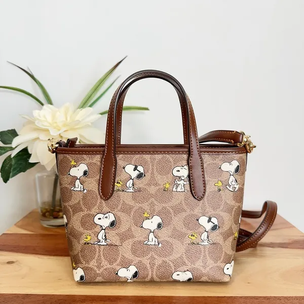 NWT Coach X Peanuts City‎ Mini Tote Bag In Signature Canvas with snoopy print - Image 3