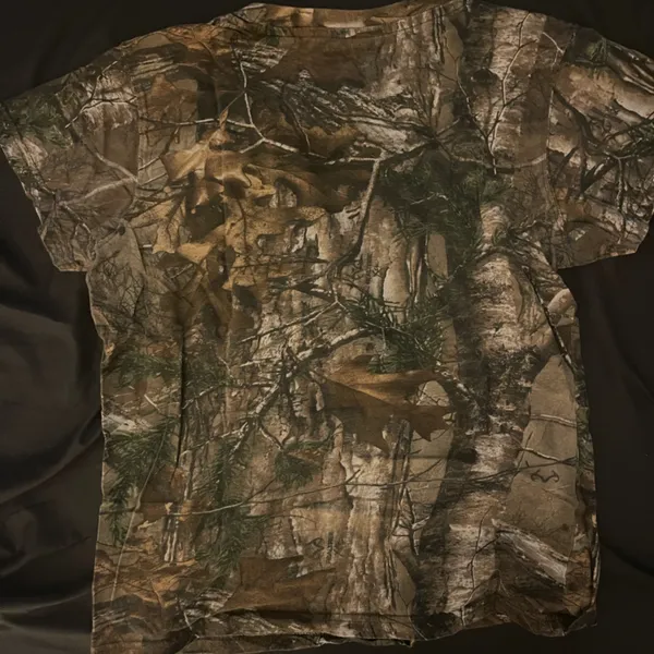 Game Winner Camo V-Neck Short Sleeve Tee in Green/Brown - Image 4