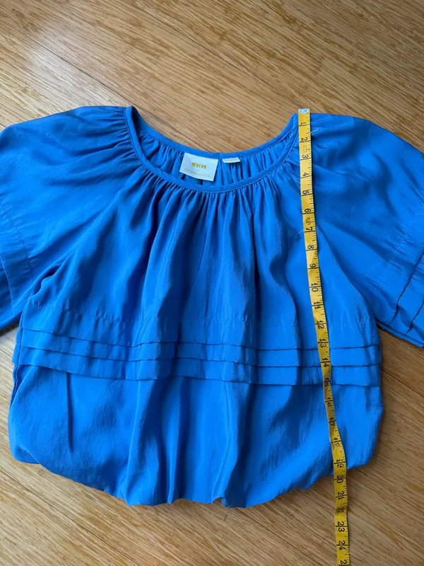 Anthropologie Maeve Blue Bubble Tiered Puff Sleeve Top XS - Image 8