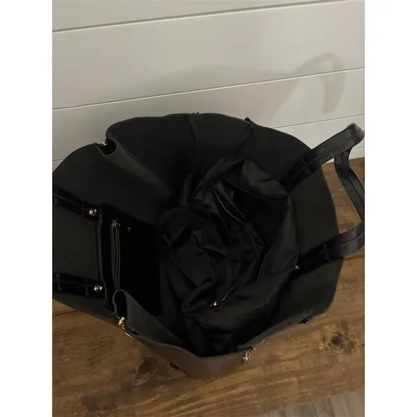 ZaraWomen Black Leather Shoulder Bag or‎ Tote with Gold Hardware - Image 7