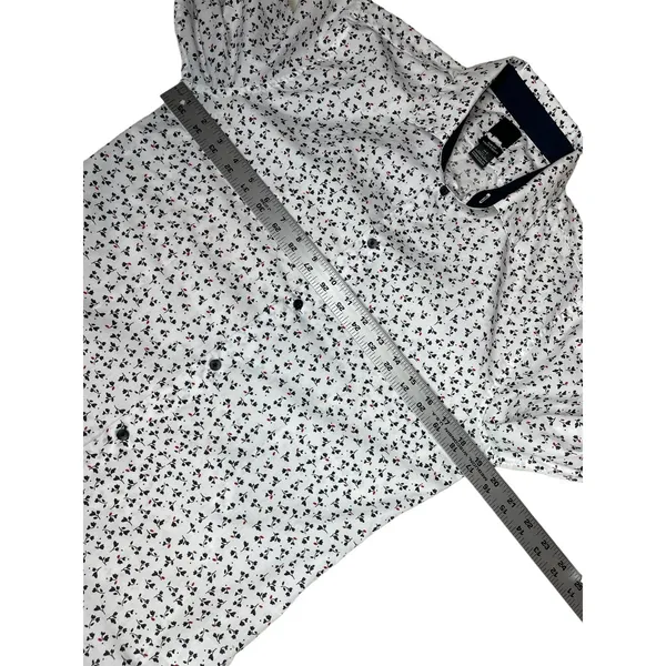 H&M Womens Slim Fit Blouse Size S Button Up White w/ Blue‎ Floral - Image 8