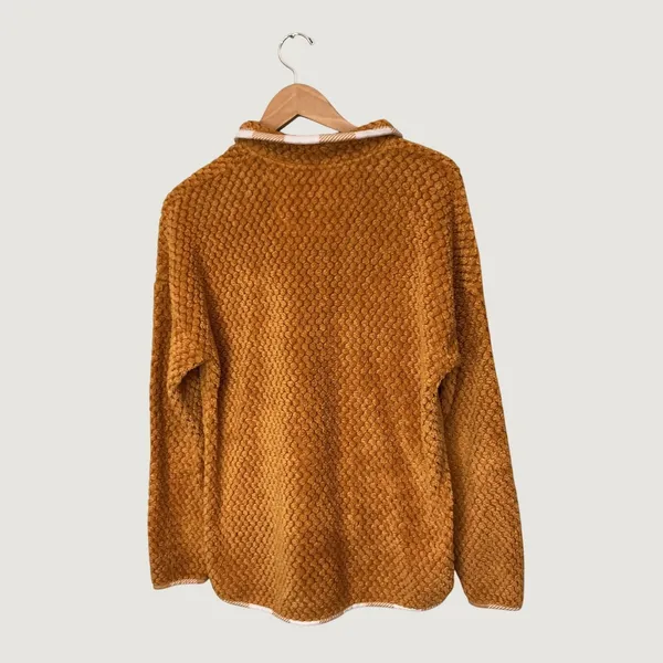 Simply Southern Mustard Yellow Popcorn Sherpa Fleece Snap Pullover Large - Image 3