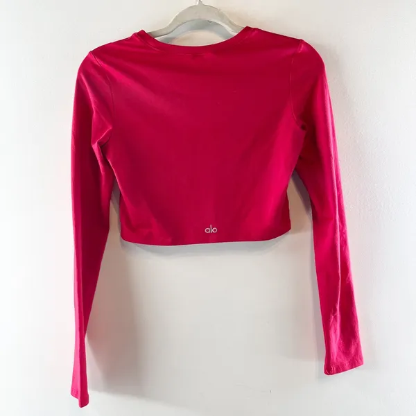 Alo Alosoft Crop Finesse Long Sleeve Top Bold Red Small - Image 5