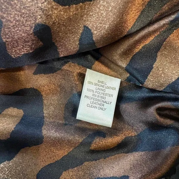 Motto Black Genuine Leather Blazer Animal Print Lining Y2K Medium - Image 3