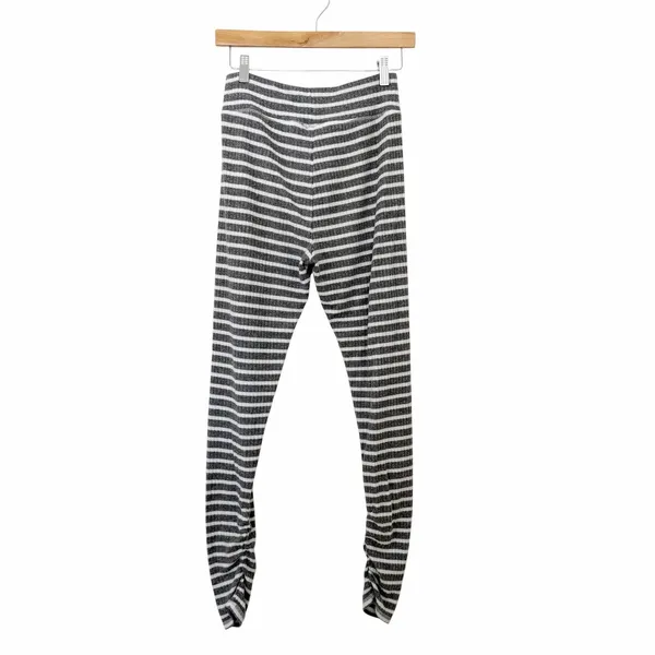 Aerie Gray White Striped Ribbed Ruched Pants Sz M - Image 5