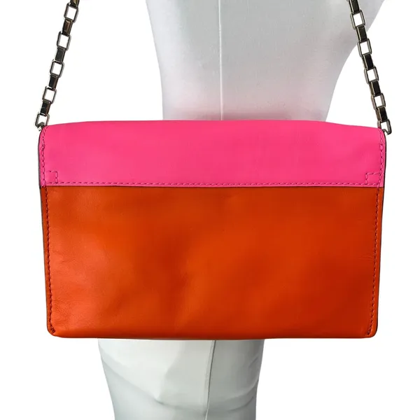 Kate Spade Lincoln Square Garret Leather Colorblock Chain Shoulder Handbag OS - Image 4