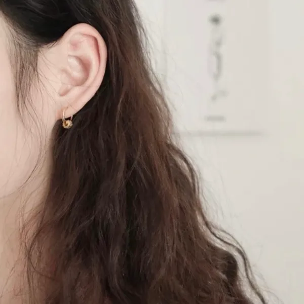 14K Gold Plated Three Rings Small Hoop Earrings for Women - Image 4