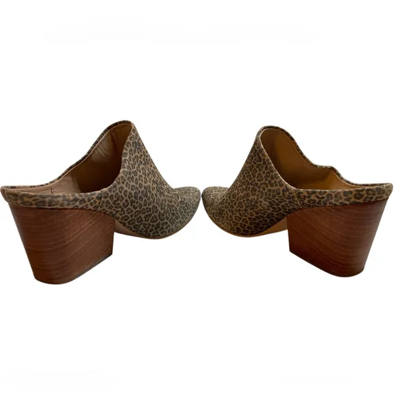 ABLE Tan/Black Leopard Print Heeled Pointed Toe Slip On Mules Shoes - Size 8.5 - Image 4